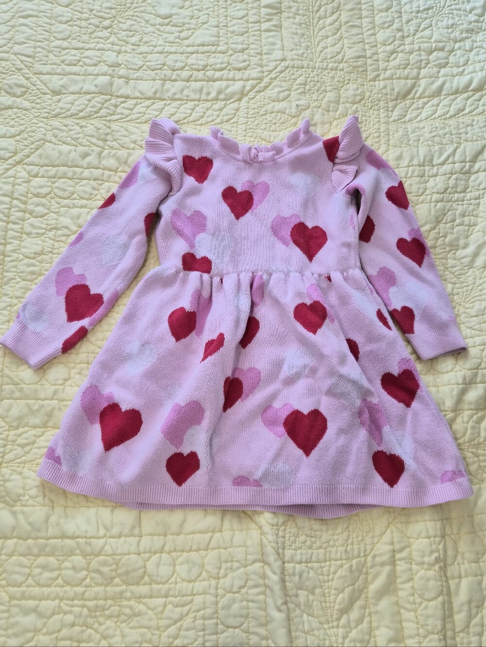Janie & Jack Pink Heart Knit Dress - Girls Size 4
